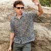 Campus Sutra Men Men's Lapis Blue & Yellow Ochre Geometric Block Oversized Shirt - 2 of 4