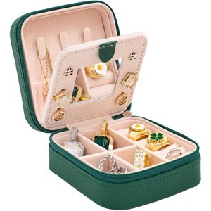 Travel jewelry box Travel Jewelry Organizer Small box Gift for Girls Women with Mirror - 1 of 4