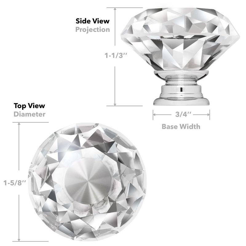 Cauldham Premium Glass Crystal Kitchen Cabinet Knobs Pulls (1-5/8" Diameter) - Dresser Drawer/Door Hardware - Style C444, 5 of 7