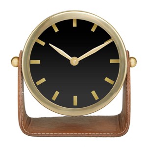 Stainless Steel Clock with Leather Stand - Olivia & May - 1 of 4