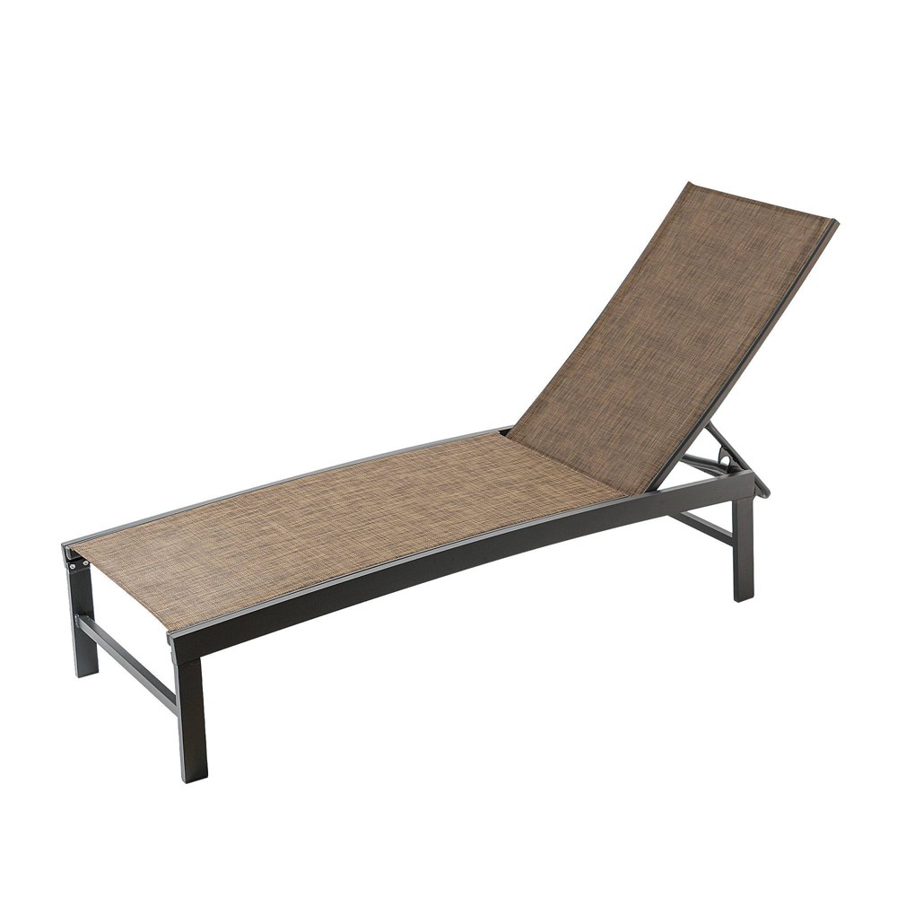 Outdoor All Weather Aluminum Adjustable Chaise Lounge Chair - Gray/Brown - Crestlive Products