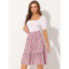INSPIRE CHIC Women's Ruffle Hem Elastic Waist Flowy A-Line Swing Floral Midi Skirt - 3 of 4