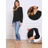 INSPIRE CHIC Women's Long Lantern Sleeve V Neck Button Front Dressy Top - 2 of 4