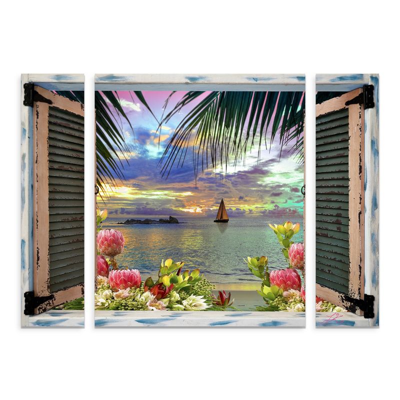Trademark Fine Art -Leo Kelly 'Tropical Window to Paradise III' Multi Panel Art Set Large, 2 of 4