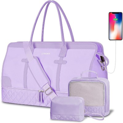3-Piece Weekender Duffle Bag Set for Women with Shoe Compartment & Wet Pocket, Large Travel Carry-On Tote with Toiletry Bag