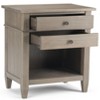 Vynxaria Transitional 2-Drawer Bedside Table - Distressed Grey (16"D x24"W x26"H), Solid Wood, NC Lacquer, Antique Bronze Handles, Open Storage - 2 of 4