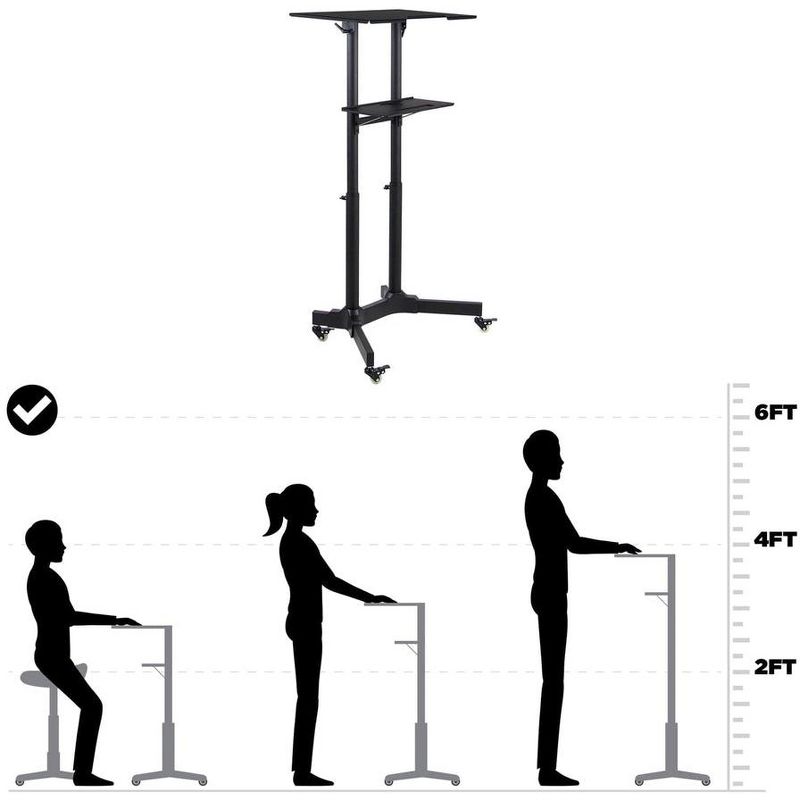 Mount-It! Mobile Standing Height Desk, Portable Podium and Rolling Presentation Lectern, Laptop Stand Up Desk with Caster Wheels, 6 of 8