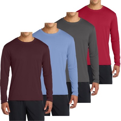 Mafoose 4-Pack Men's Long Sleeve Quick-Dry Performance T-shirts - UPF 50 Sun Protection
