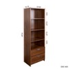 SKRAN 4-Tier Bookshelf with Drawers, 70.87" Tall, Modern Walnut Finish, Particle Board+MDF, Home Office, Living Room, Study Storage Solution - 3 of 4