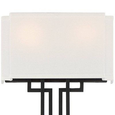 Coal and Polished Nickel 2-Light Dimmable Wall Sconce with White Linen Shade