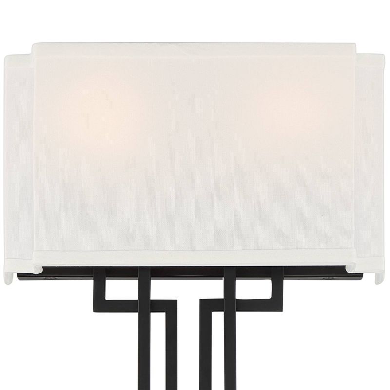 Minka Lavery Modern Wall Light Sconce Coal Hardwired 12" Fixture White Fabric Rectangular Shade for Bedroom Bathroom Living Room, 2 of 4