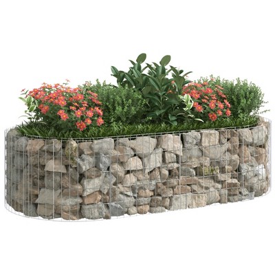 Silver Galvanized Iron Arched Gabion Basket Garden Barrier