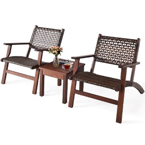 Costway 3PCS  Patio Rattan Furniture Set  Coffee Table - 1 of 4