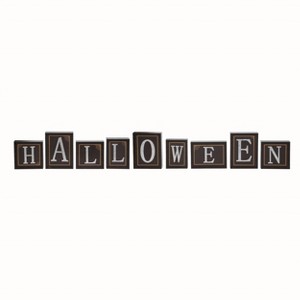 Transpac Wood 54.25 in. Multicolor Halloween Uneven Block Decor Set of 9 - 1 of 2