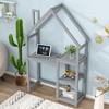 KTMBDW House-shaped Wooden writing Desk,Kids study Table,Bookshelf & Toy Storage, Gray - 3 of 4