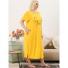 Agnes Orinda Women's Plus Size Soft Knit Cute Cat Print Short Sleeve Split Hem Pockets Midi Sleep Shirts Nightgowns - 4 of 4
