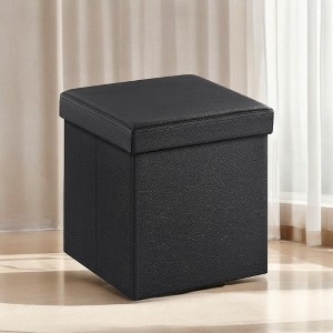 15" Ottoman with Storage, Folding Footstool, Storage Ottoman Bench, Cube Storage Chest 660 lb Load Capacity - 1 of 4