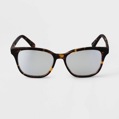 Women's Tortoise Print Square Blue Light Filtering Acetate Glasses - A New Day™ Brown