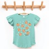 The Juniper Shop SmileyWorld Pumpkin Collage Daisies Flutter Sleeve Tee - 3 of 4
