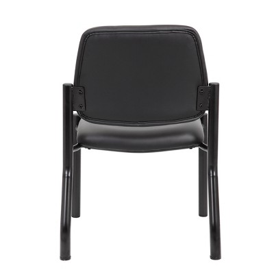 Sleek Mid-Back Armless Guest Chair in Antimicrobial Black Vinyl