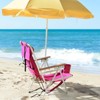 DOMETOUR Folding Beach Chair Set of 2 Pink, 4 Position Portable Backpack Foldable Camping Chair with Headrest Cup Holder and Wooden Armrests - 4 of 4