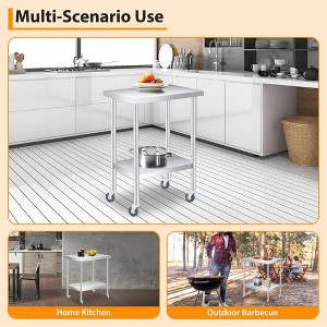 Stainless Steel Storage Table with Gloves, Cloth, Full Stainless Steel Work Table, Heavy Duty Durable Metal Storage, Food Prep Table - 1 of 4