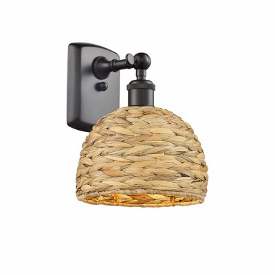 Innovations Lighting Woven Ratan 1 - Light Sconce in  Oiled Brass