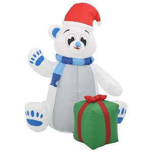 vidaXL Inflatable Polar Bear White, Red, Green, Blue Fabric Large - 1 of 4