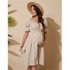 Clearlove Women's Floral Print Square Neck Shirred Puff Sleeve Maternity Dress Nursing Friendly Bump Flowy Maxi - 2 of 4