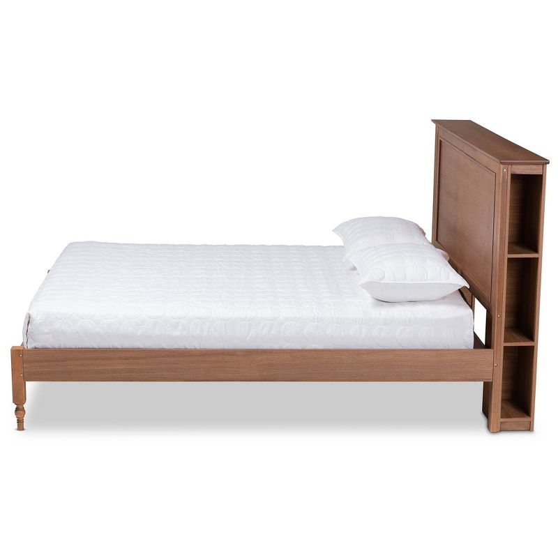 Danielle Wood Platform Storage Bed with Built-In Shelves Ash Walnut - Baxton Studio, 3 of 9
