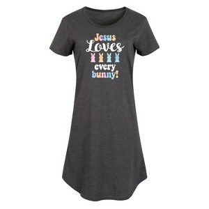Women's - Instant Message - Jesus Loves Every Bunny Graphic T-shirt Dress - 1 of 4