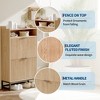 Fluted Shoe Cabinet - Space-Saving Entryway Storage w/ 2 Flip Drawers & Open Shelf - 4 of 4