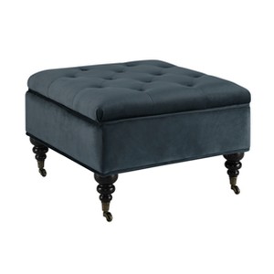 Abbot Square Tufted Ottoman with Storage and Casters Cobalt Blue - Serta, Blue Blue
