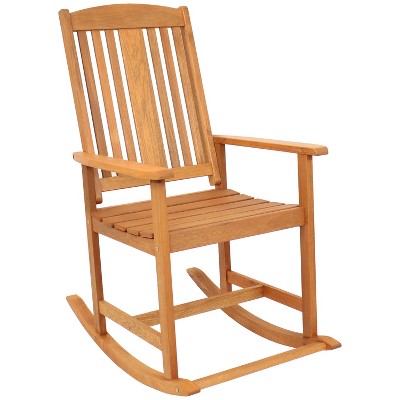 Sunnydaze Meranti Wood Indoor and Outdoor Rocking Chair, Brown
