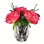 Vickerman 10" Artificial Rose In Glass Vase
