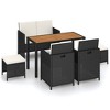 vidaXL 6 Piece Patio Dining Set Poly Rattan and Acacia Wood Black - 2 of 4