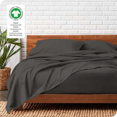 Organic Gray Cotton Flannel King Sheet Set
