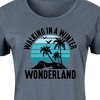 Women's Instant Message Walking In A Winter Wonderland Beach Christmas Graphic T-shirt Dress - Heather Blue - Large - 2 of 4