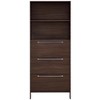 Narrow Shoe Cabinet Entryway Storage Cabinet Freestanding Hidden Shoe Rack Organizer with 3 Flip Drawers, Open Shelves and 2 Hooks, Walnut-ModernLuxe - 4 of 4