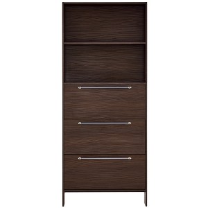 Vynxaria Dark Brown Flip Drawer Shoe Cabinet with Open Shelves - 1 of 4
