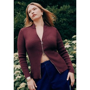 ELOQUII Two Way Zipper Sweater - 1 of 4