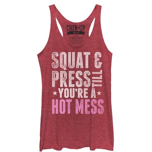 Women's Chin Up You're A Hot Mess Racerback Tank Top - Red Heather ...