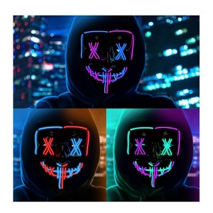 GustoWave 3-Pack Halloween Horror Masks Purification Mask LED Glow Mask Light Up Scary Mask Purge Mask - Creepy Role Play - Unisex Adult Mask - 1 of 4