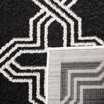 Anthracite and Ivory Geometric Outdoor Area Rug, 5' x 8'