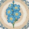 Earth Rugs Forget Me Not Round Trivet – 10" Blue Floral Print on Natural Braided Jute Mat - 3 of 3
