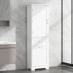 Okak Bathroom Storage Cabinet,Freestanding Storage Cabinet with 2 Drawers&Adjustable Shelves,Bathroom Floor Cabinet - 1 of 4