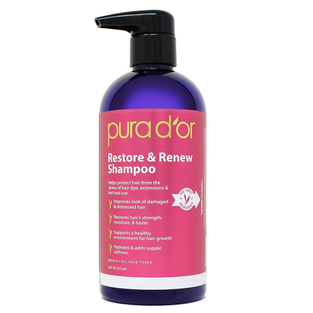 Photos - Hair Product Pura Dor Pura d'or Restore & Renew Shampoo - 16 fl oz 