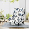 APRILSOUL Beige and Blue Flower High-Back Club Chair, Wingback Design, Contemporary Fabric Print, Birch Wood Legs - 2 of 4