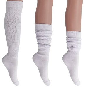 Women's Slouch Socks – Soft Cotton Scrunch Socks, Retro Knee-High Boot Socks for Casual Wear & Comfort (6 Pairs) - 1 of 1