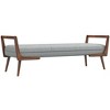 Homy Casa Mid-Century Modern Upholstered Bench with Wood Frame for Entryway or Bedroom, Gray - 2 of 4